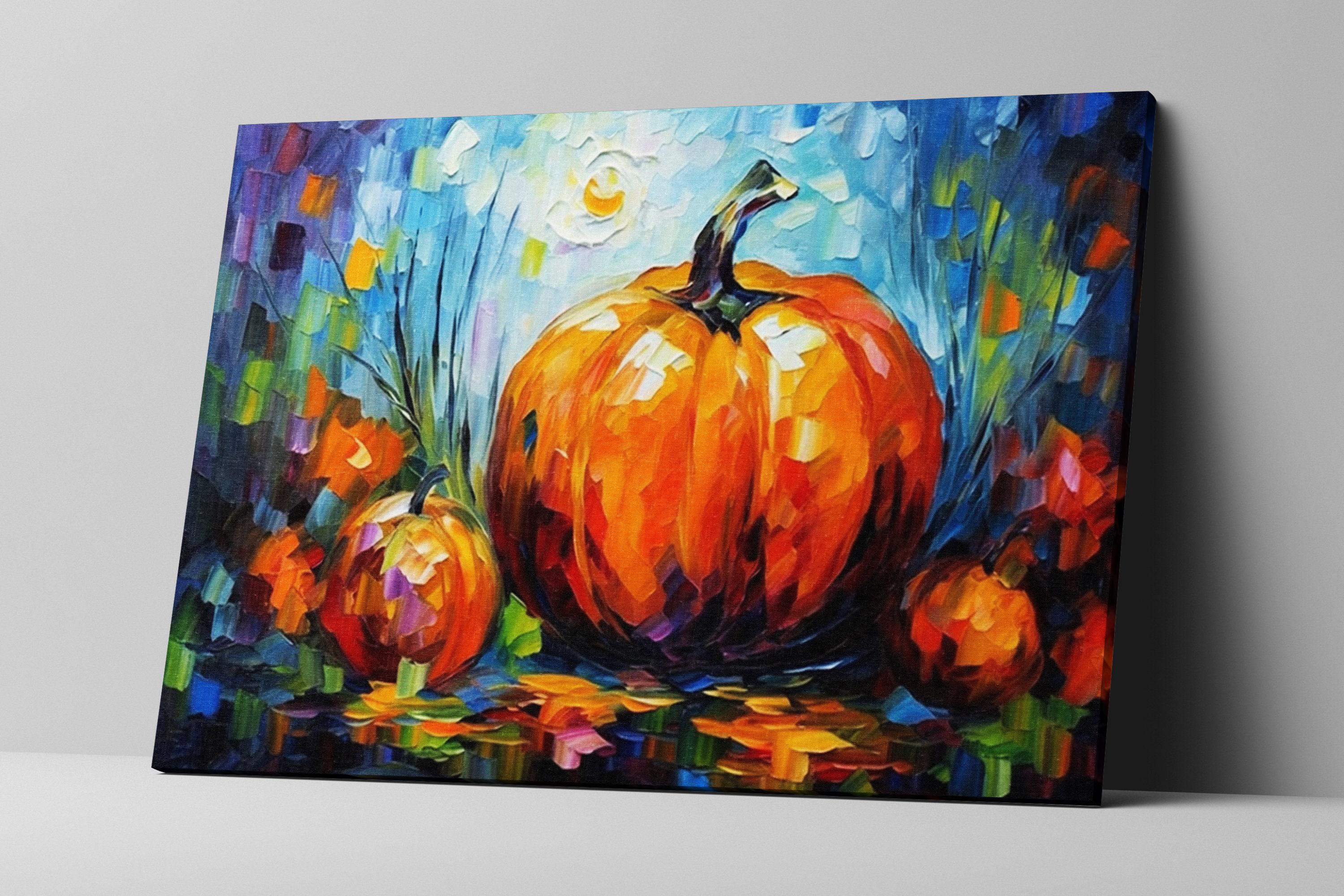 Pumpkin Wall Art – Large Gallery Wrapped Canvas | Halloween Canvas Art Decor