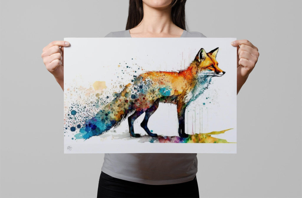 Wildlife Beauty: Fox Watercolor Painting, Giclee Print on Canvas, Artist Paper, Watercolor Paper, Available in Extra Large Sizes