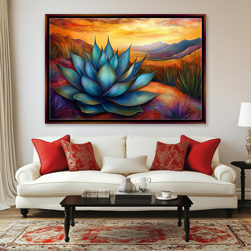 Succulent Agave Canvas | Extra Large Wall Art - Framed Succulent Art, Ready to Hang