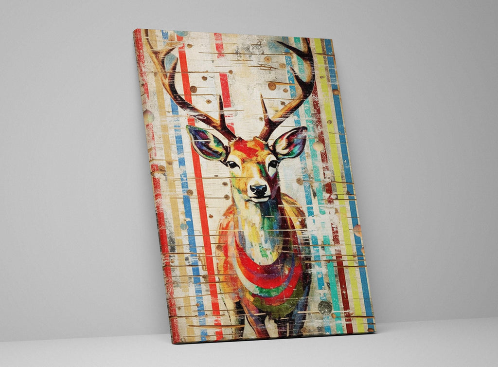 Reindeer Canvas Art – Woodland Christmas Wall Decor | Gallery Wrapped Holiday Print