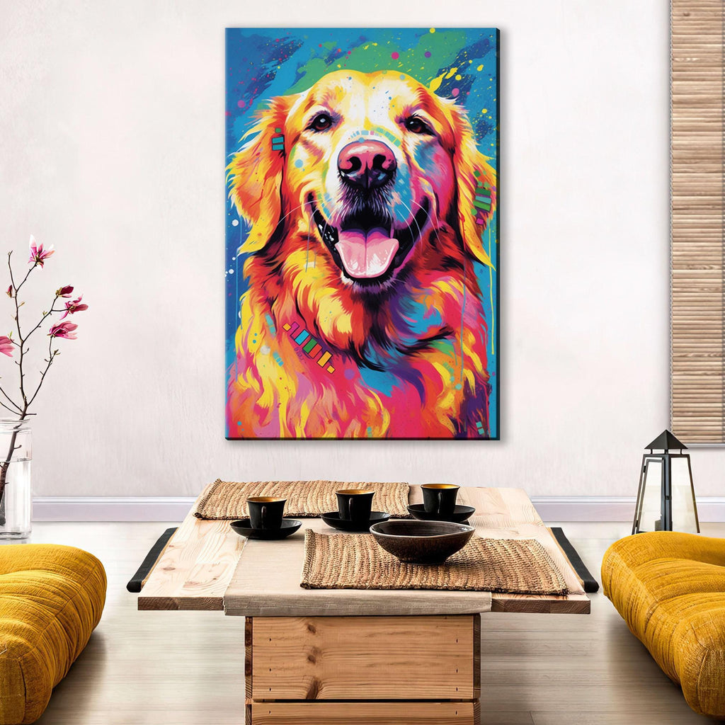 Golden Retriever Canvas - Large Vibrant Dog Wall Art Print | Gallery Ready Pet Portrait Decor