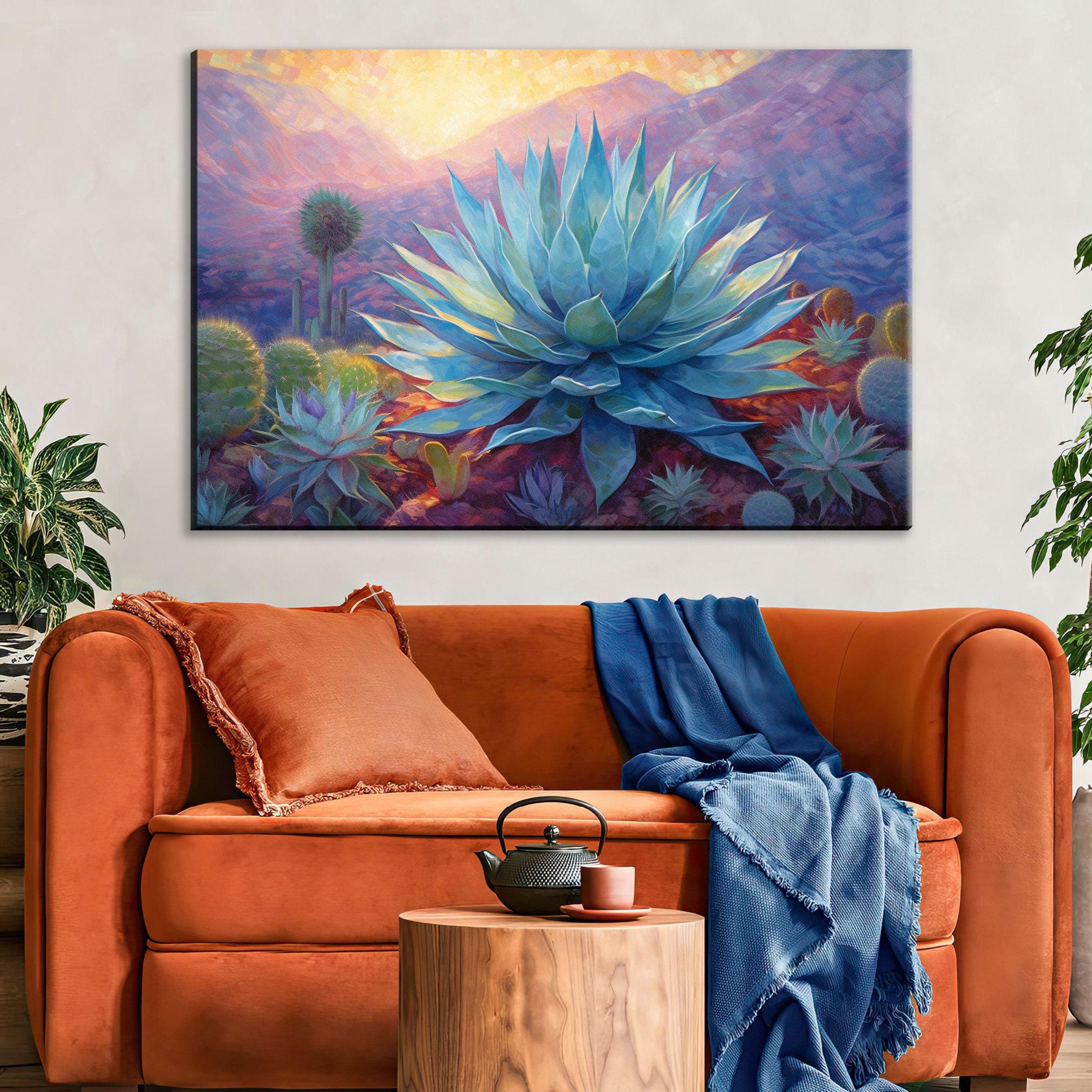 Desert Canvas Art - Blue Agave Art on Extra Large Giclee Gallery Ready Canvas Print