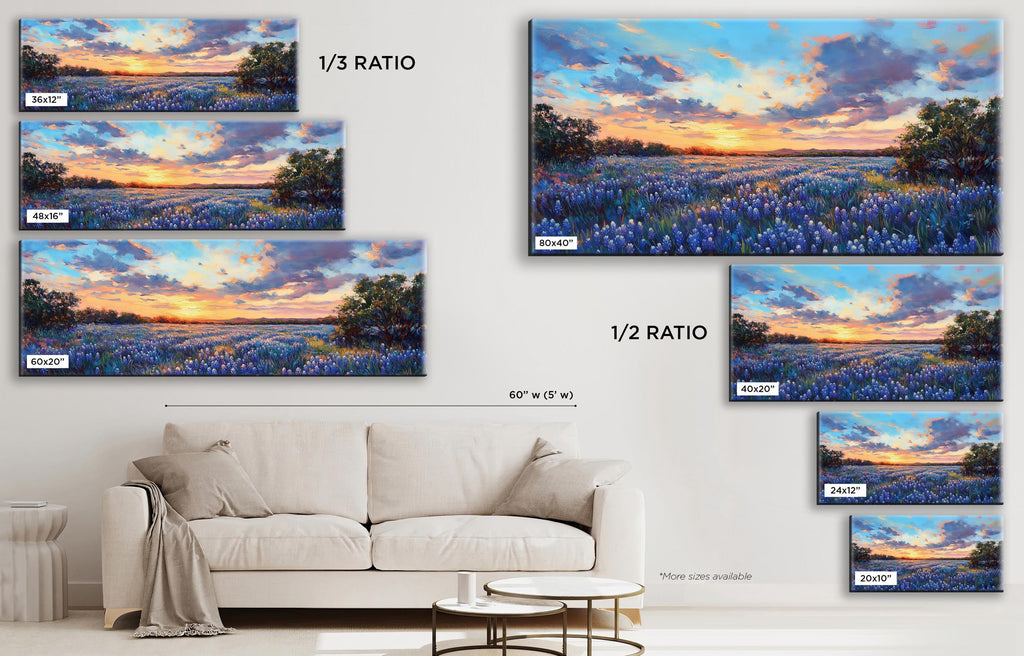 a living room with a couch and paintings on the wall