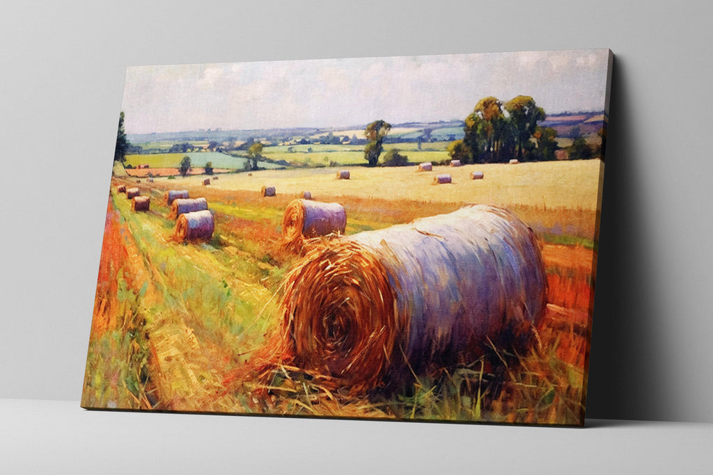 Hay Bales Print - Large Canvas Wall Art | Rustic Farmhouse Home Decor, Ready to Hang