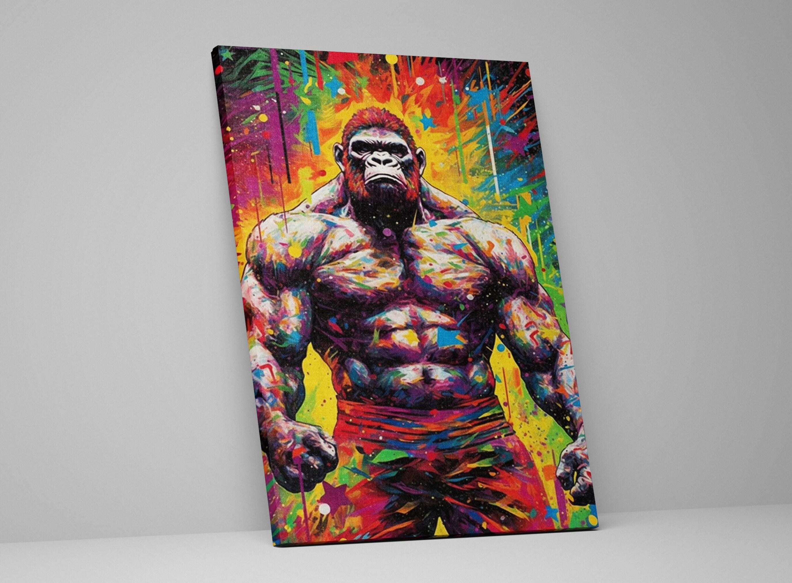 Muscle Gorilla Art - Large Canvas Art | Gallery Wrapped Bodybuilder Gym Print
