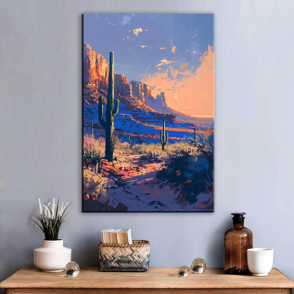 Saguaro Sunset Wall Art - Southwest Desert Landscape Large Canvas Print, Gallery Wrapped