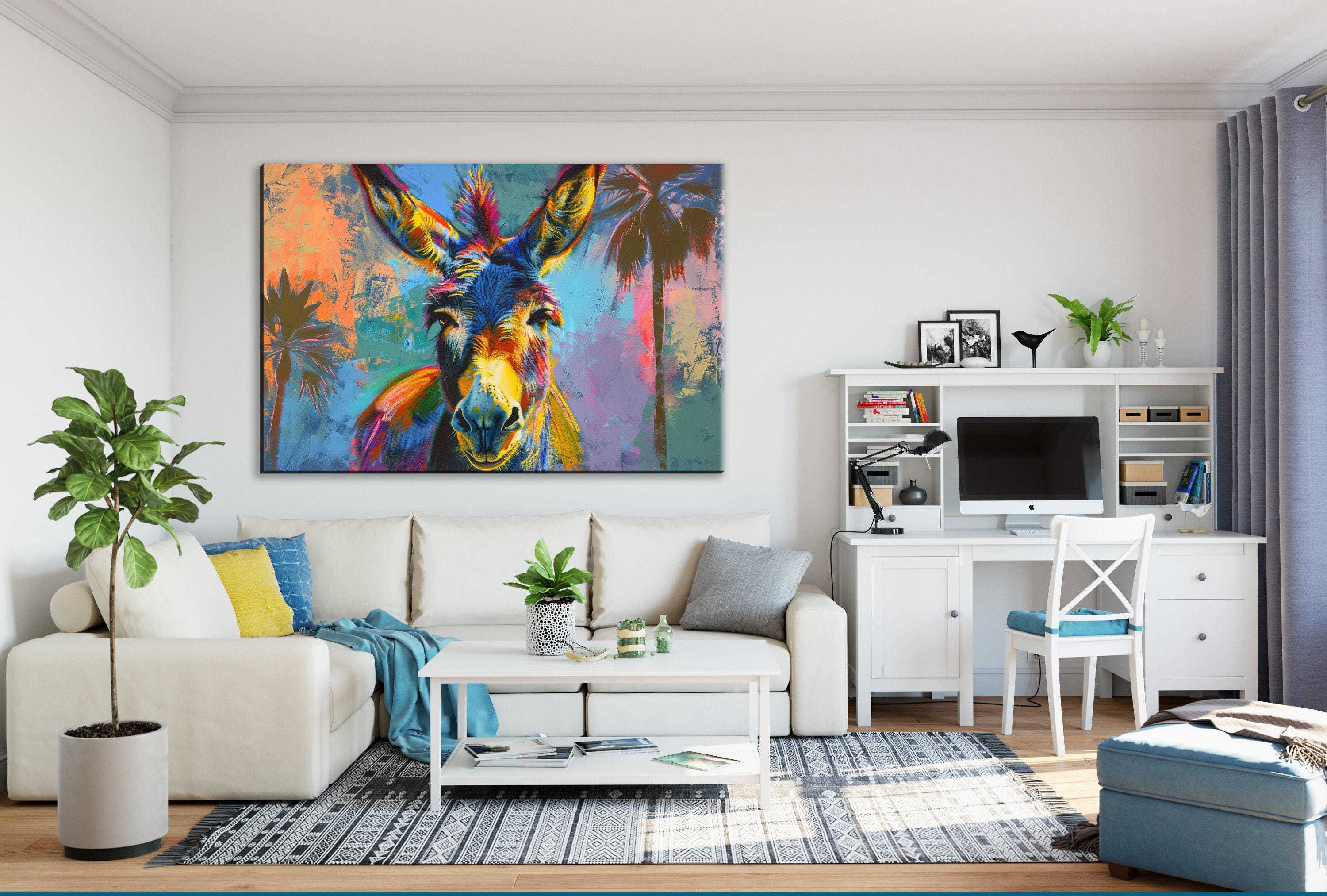 Pop Art Donkey Canvas - Vibrant Large Canvas Art | Gallery Wrapped Print