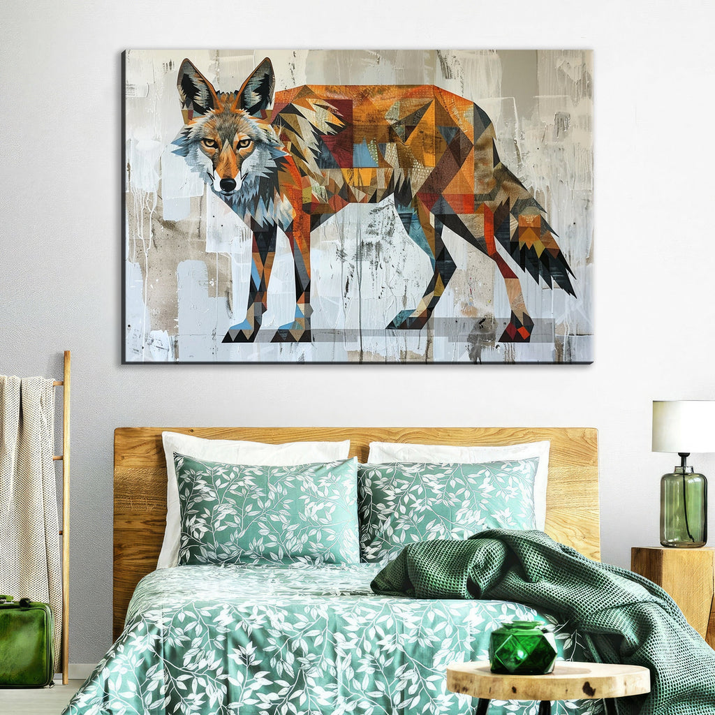Modern Coyote Art | Large Canvas Art with Expressive Brush Strokes – UV Coated, Ready to Hang