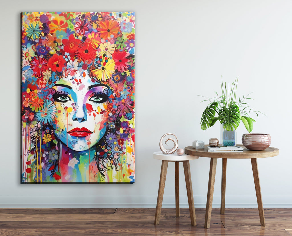Feminine Pop Art - Fashion Canvas Wall Art Print | Large Female Face Canvas