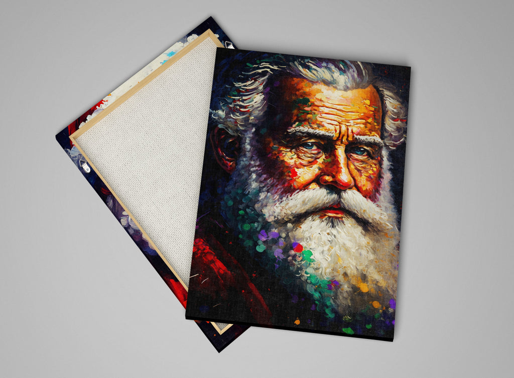 Santa Portrait Canvas - Old Saint Nick Painting | Holiday Wall Art Decor