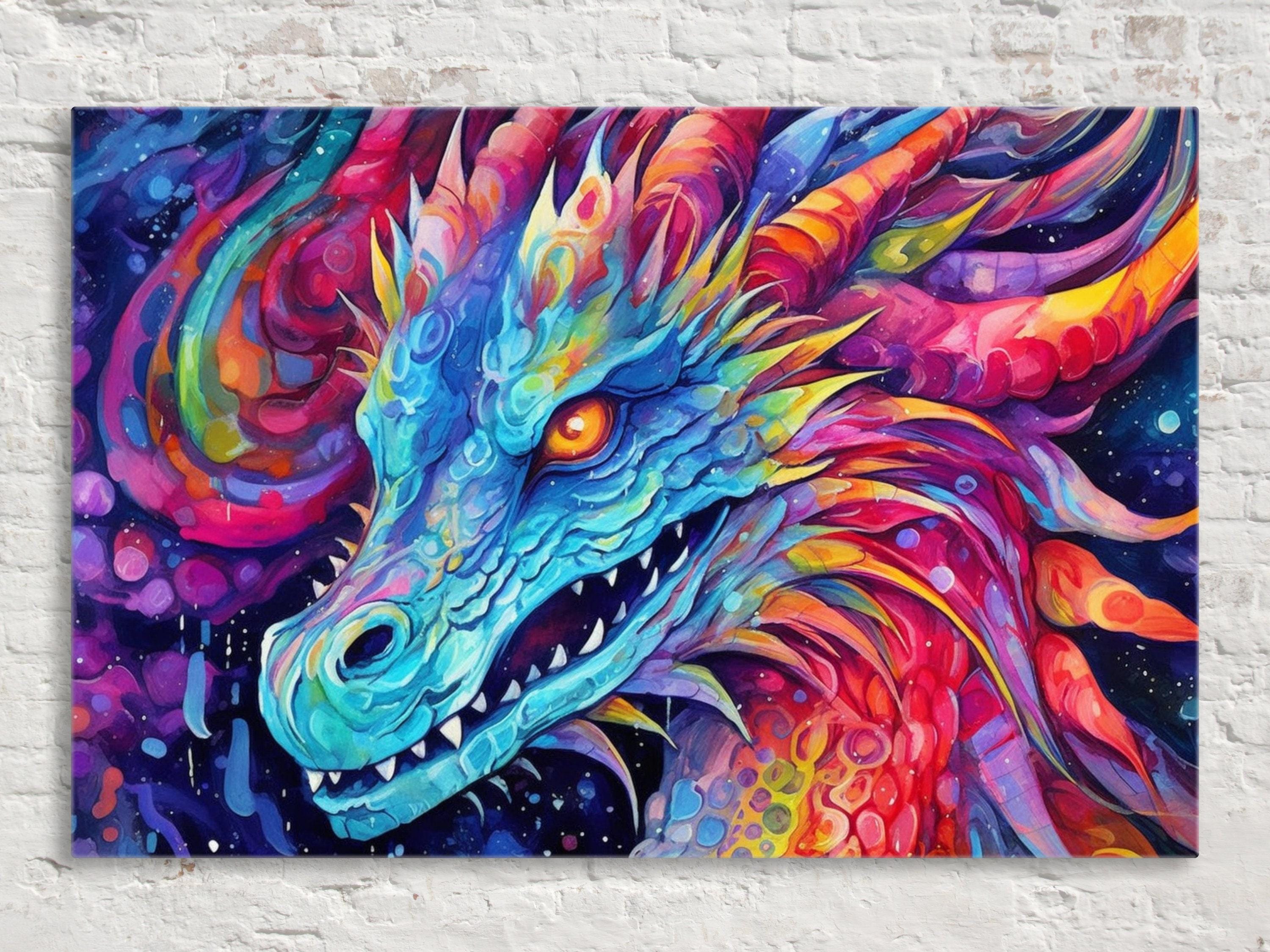 Dragon Canvas Art – Large Canvas Print With Fierce Dragon Artwork & Vibrant Fantasy Painting