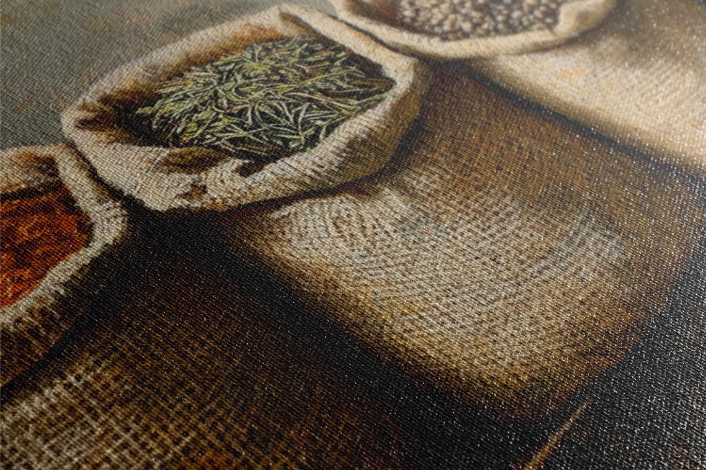 a painting of two bags of spices