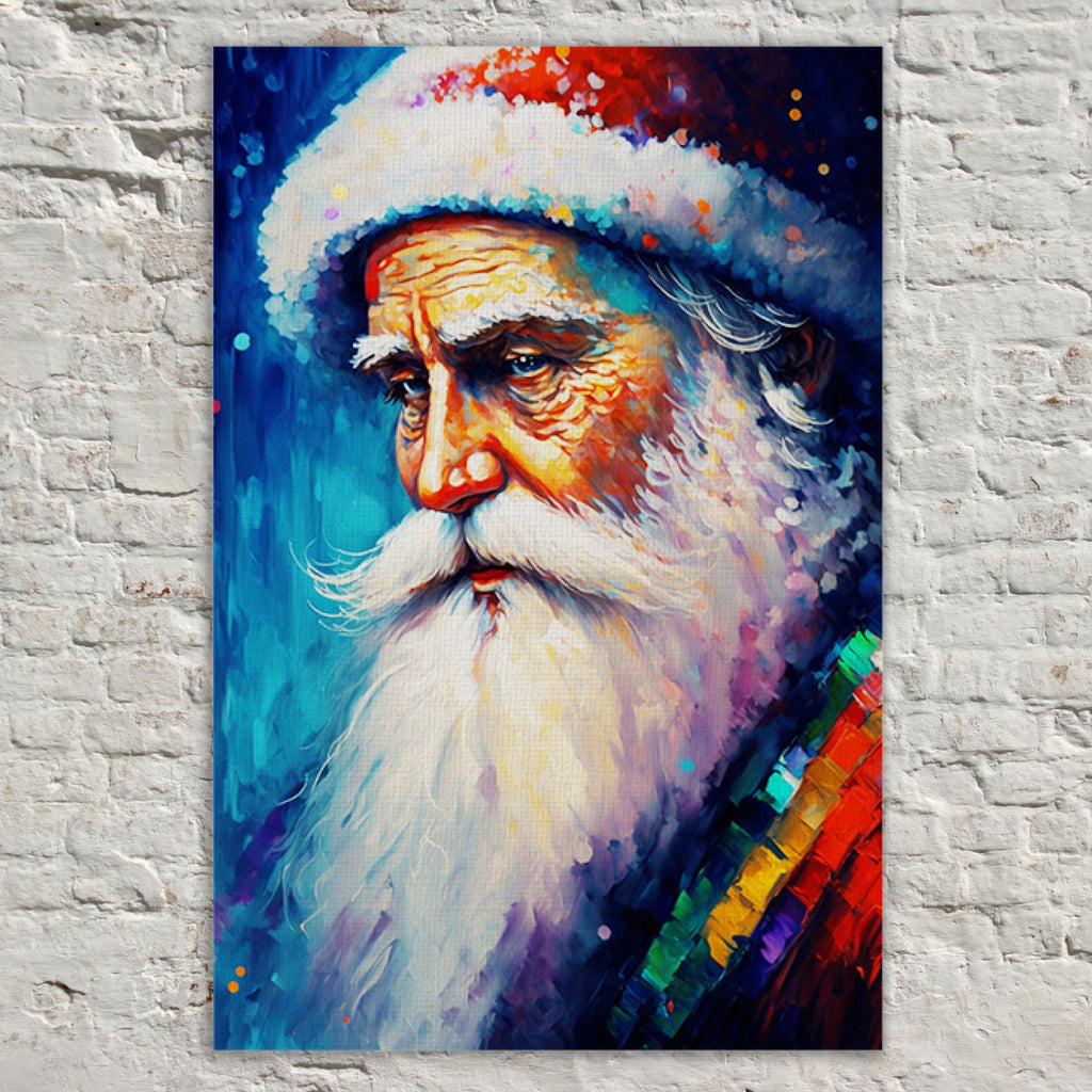 Santa Claus Wall Art - Christmas Canvas Print With Wooden Frame & Scratch Resistant Coating