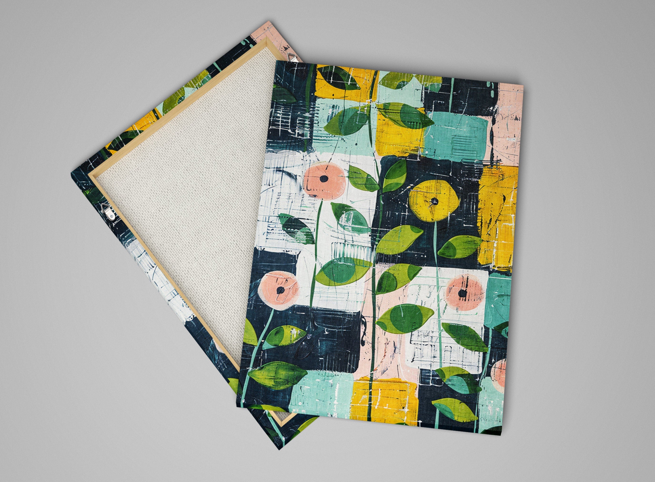 Farmhouse Floral Wall Art – Gallery Wrapped Canvas | Extra Large Floral Pattern Print