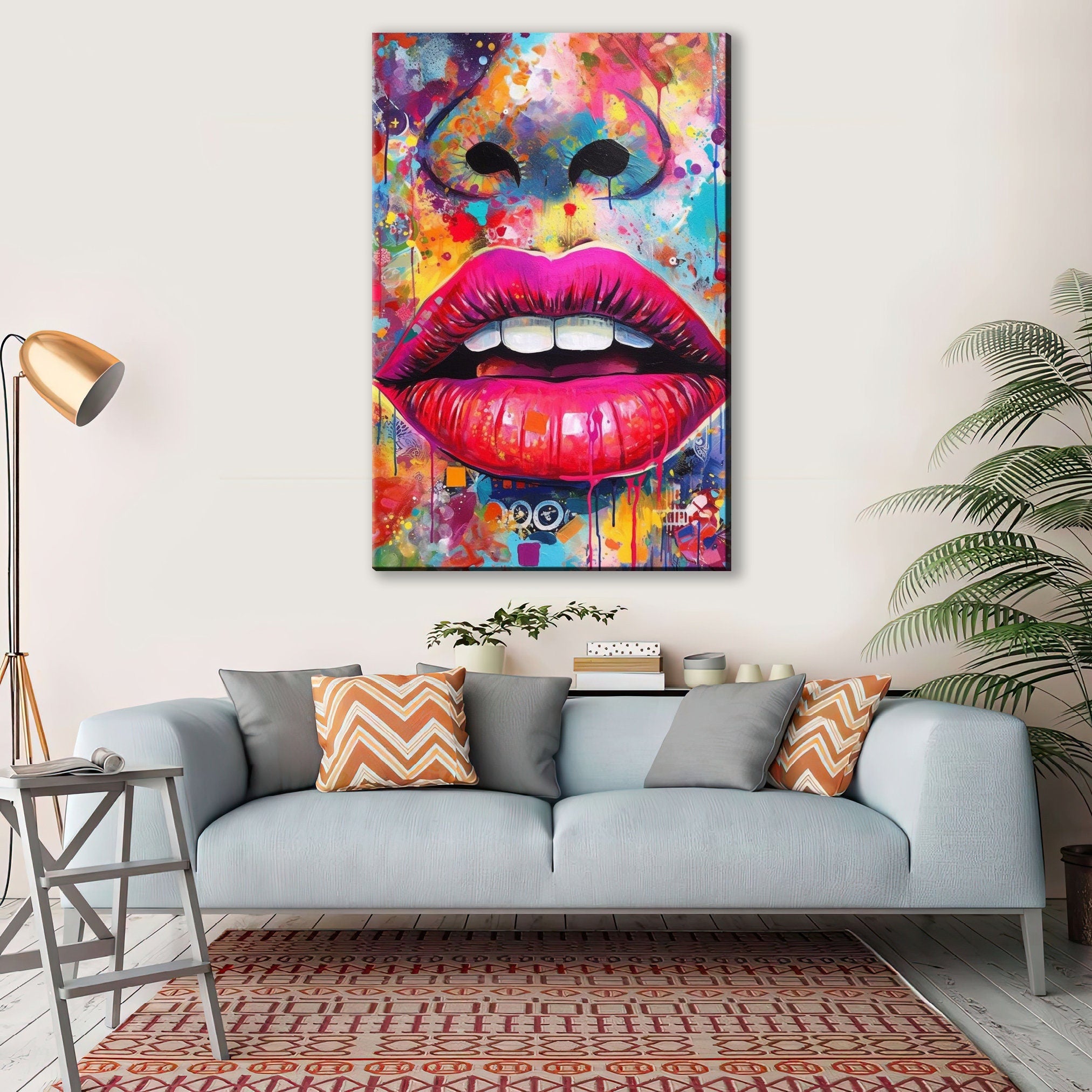 Sexy Lips Wall Art – Woman's Lips Pop Art Canvas Print with Luscious Feminine Beauty