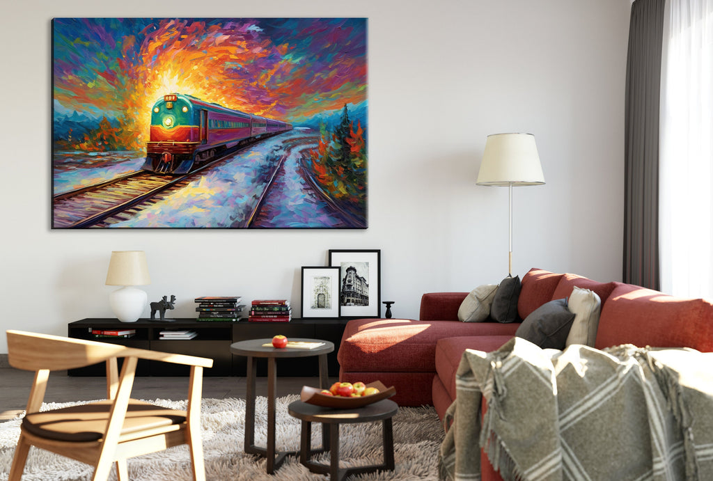 Railroad Cargo Print - Large Gallery Wrapped Canvas | Freight Train Art