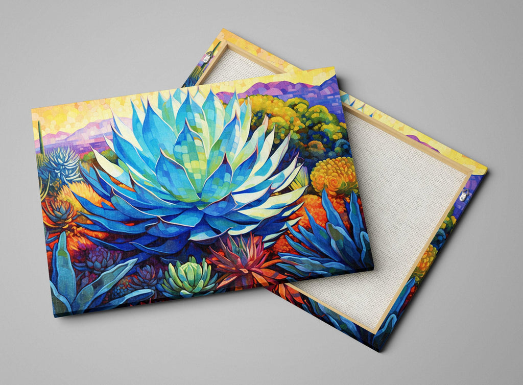 Blue Agave Wall Art – Desert Canvas Print | Southwest Agave Canvas, Extra Large