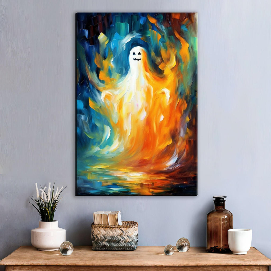 Cute Ghost Wall Art – Halloween Canvas Art | Extra Large Gallery Wrapped Canvas Print