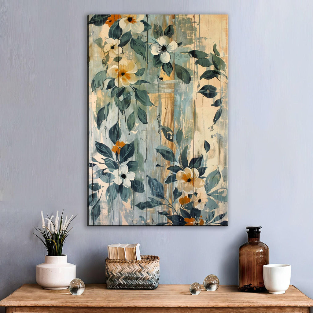 Farmhouse Wall Art - Modern Farmhouse Decor Floral Canvas Print | Extra Large Gallery Wrapped Canvas