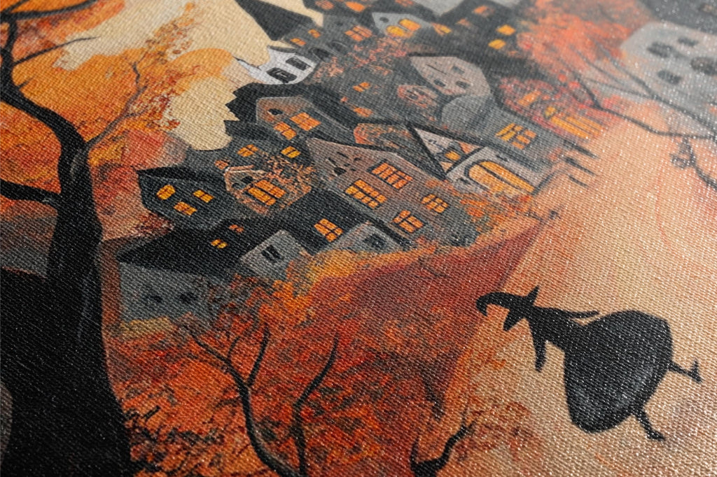 Halloween Witch Wall Art – Extra Large Framed Canvas Print | Spooky Home Decor