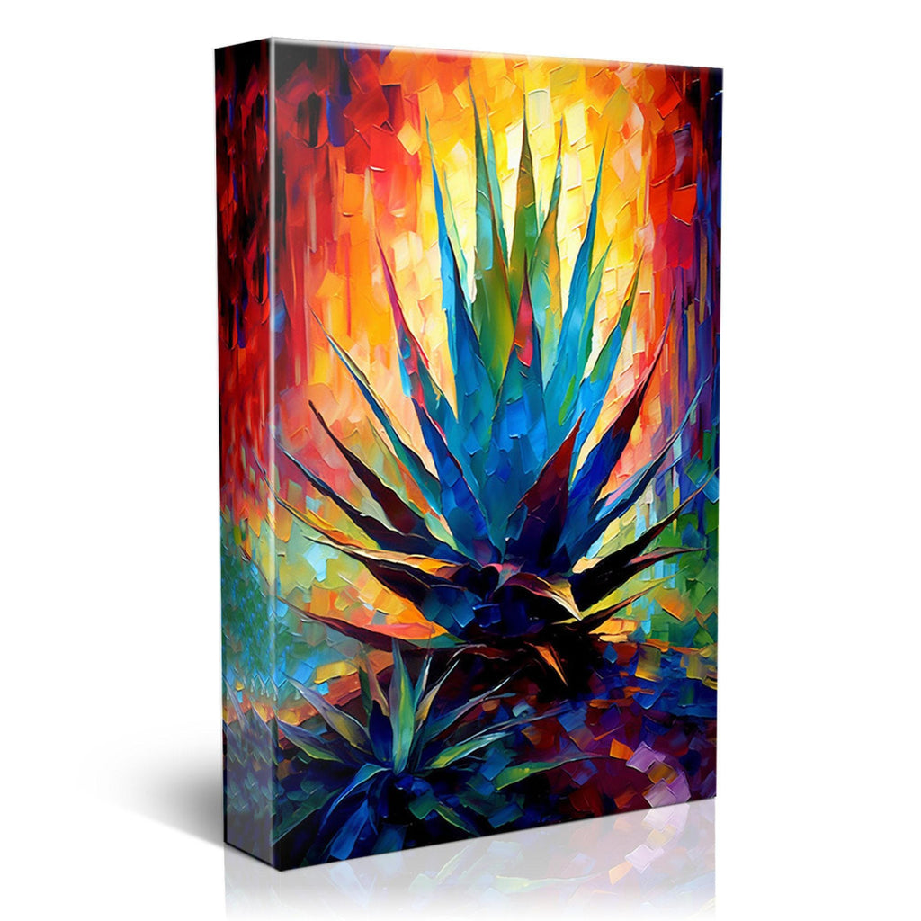 Colorful Agave Plant - Modern Southwest Art on Extra Large Gallery Wrapped Canvas