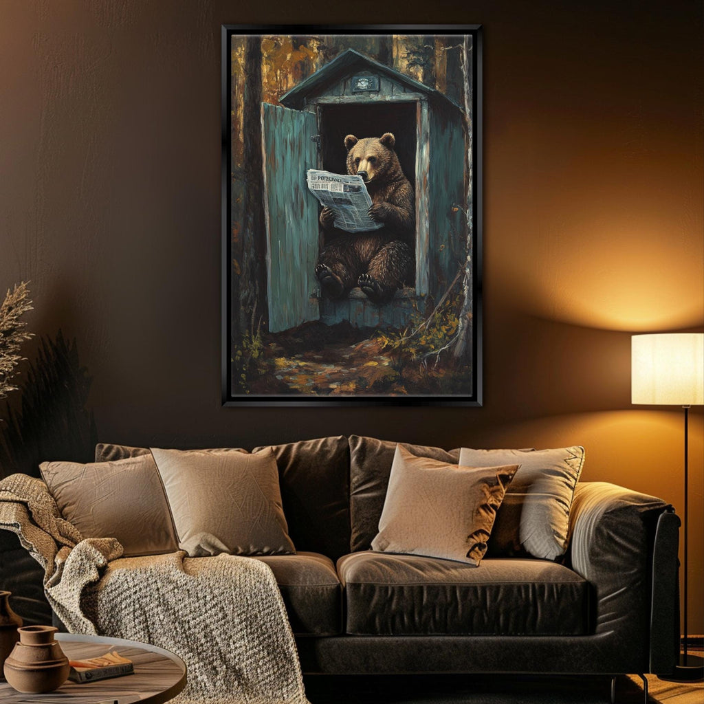 a living room with a couch and a painting on the wall