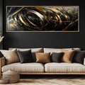 a living room with a couch and a painting on the wall