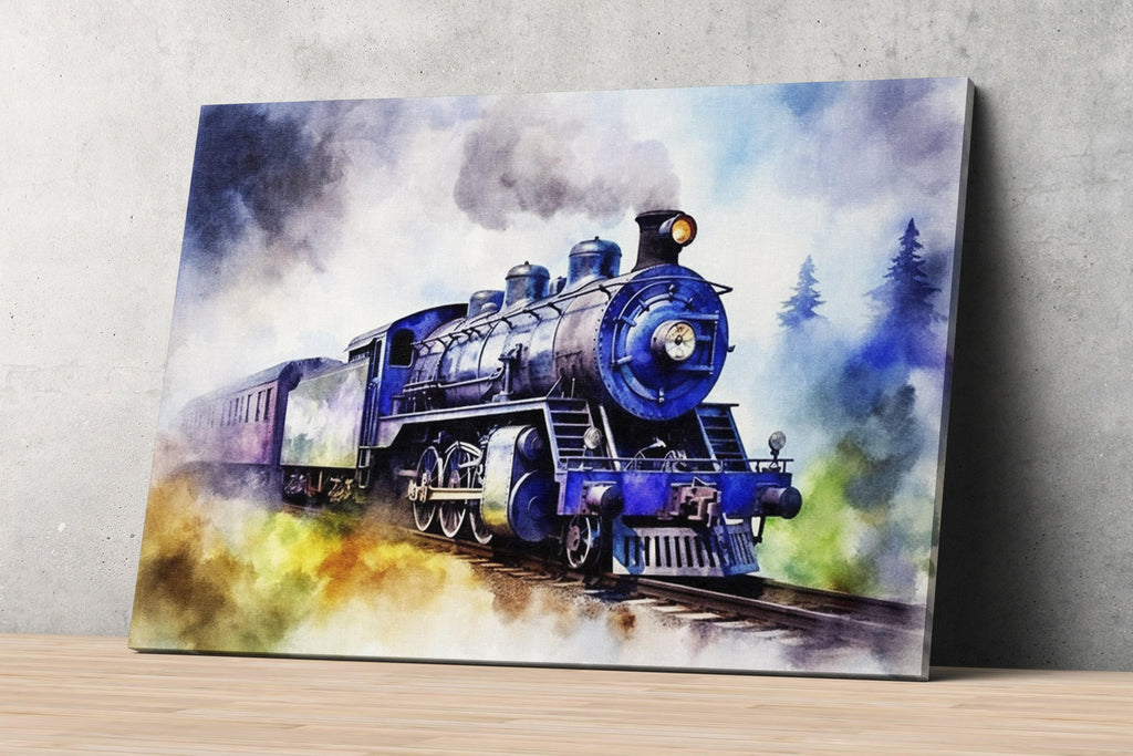 Railroad Beauty: Watercolor Train Art Print, Giclee Print on Canvas, Artist Paper, Watercolor Paper, Available in Extra Large Sizes