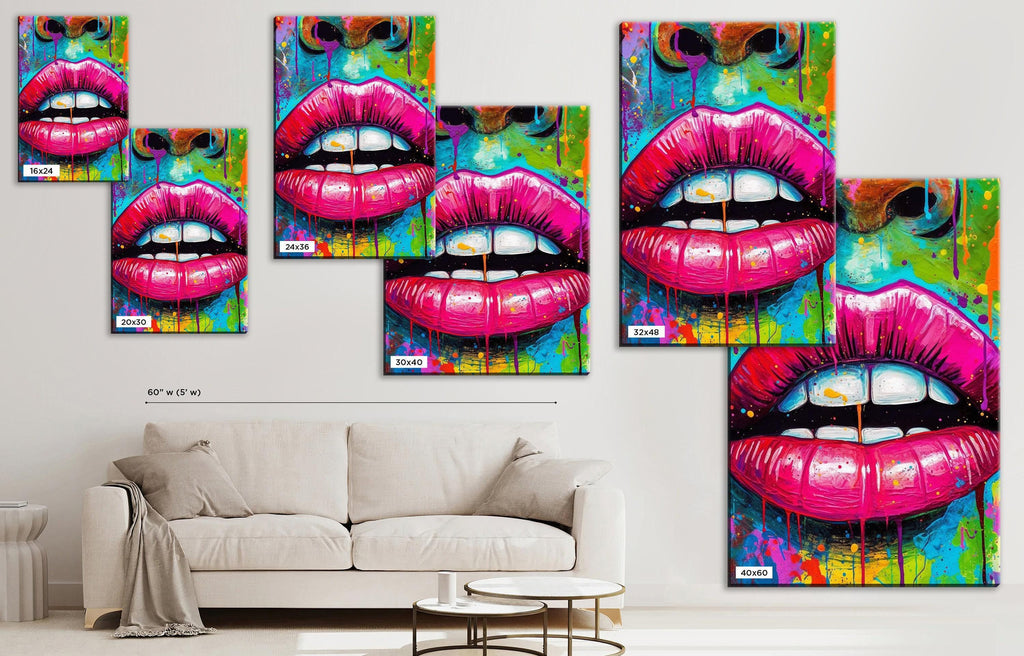 Luscious Lips Art – Large Canvas Wall Art | Abstract Woman Allure Decor