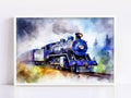 Railroad Beauty: Watercolor Train Art Print, Giclee Print on Canvas, Artist Paper, Watercolor Paper, Available in Extra Large Sizes