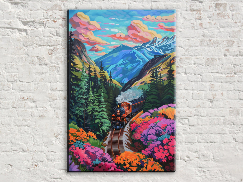 Vintage Railway Art Print – Classic Locomotive Canvas, Gallery Wrapped, Ready to Hang