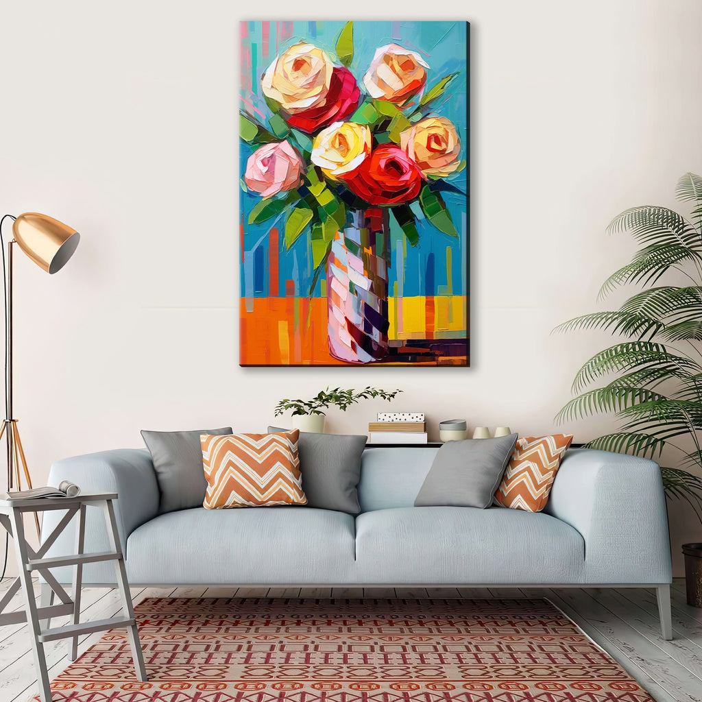 Rose Bouquet Canvas | Elegant Floral Arrangement - Large Canvas Art Wall Decor
