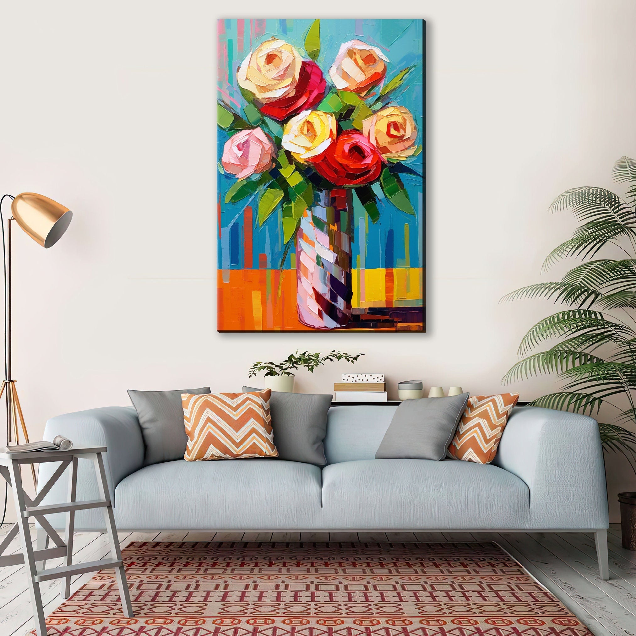 Rose Bouquet Canvas | Elegant Floral Arrangement - Large Canvas Art Wall Decor