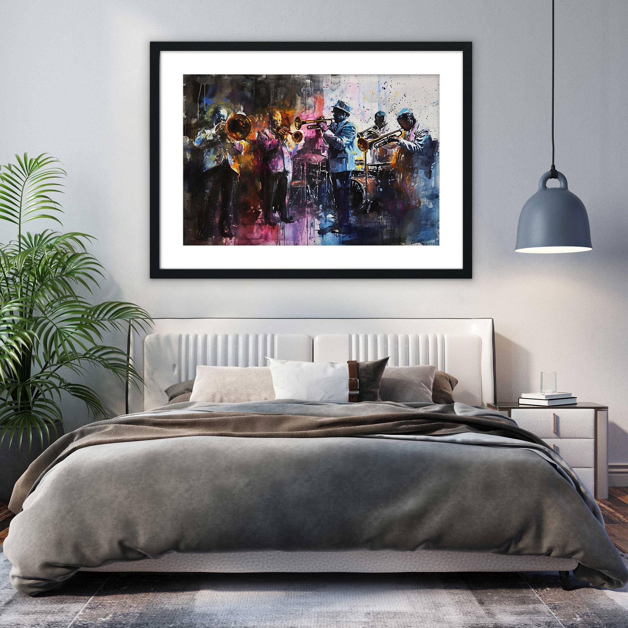 Soulful Jazz Band Watercolor Print – Jazz Wall Art, Giclee Print on Canvas, Artist Paper, Watercolor Paper, Available in Extra Large Sizes