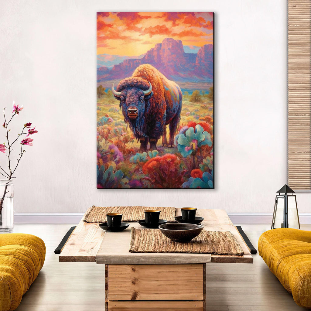 American Bison Wall Art - Large Canvas Print | Texas Wildlife Decor, Rustic Farmhouse