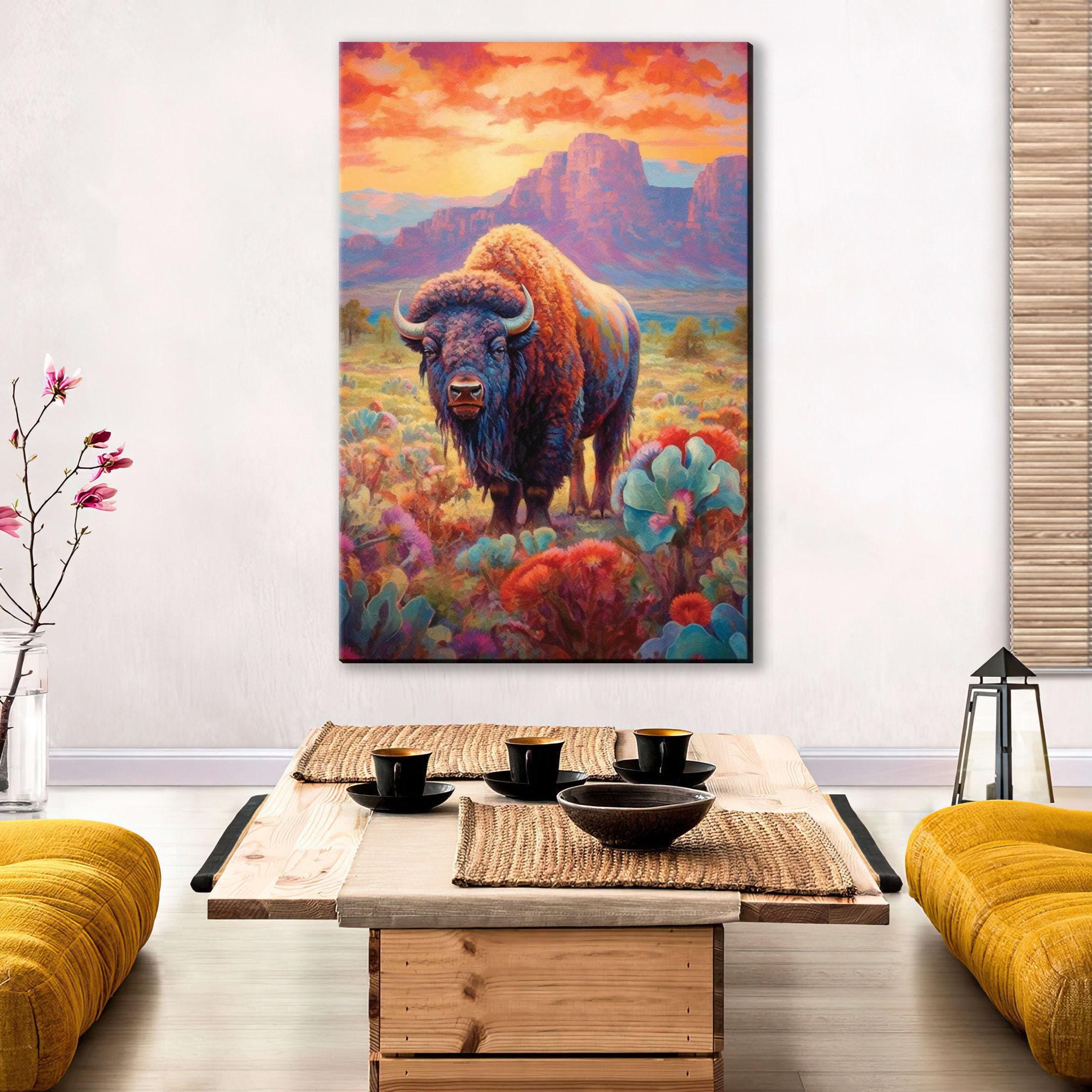 American Bison Wall Art - Large Canvas Print | Texas Wildlife Decor, Rustic Farmhouse
