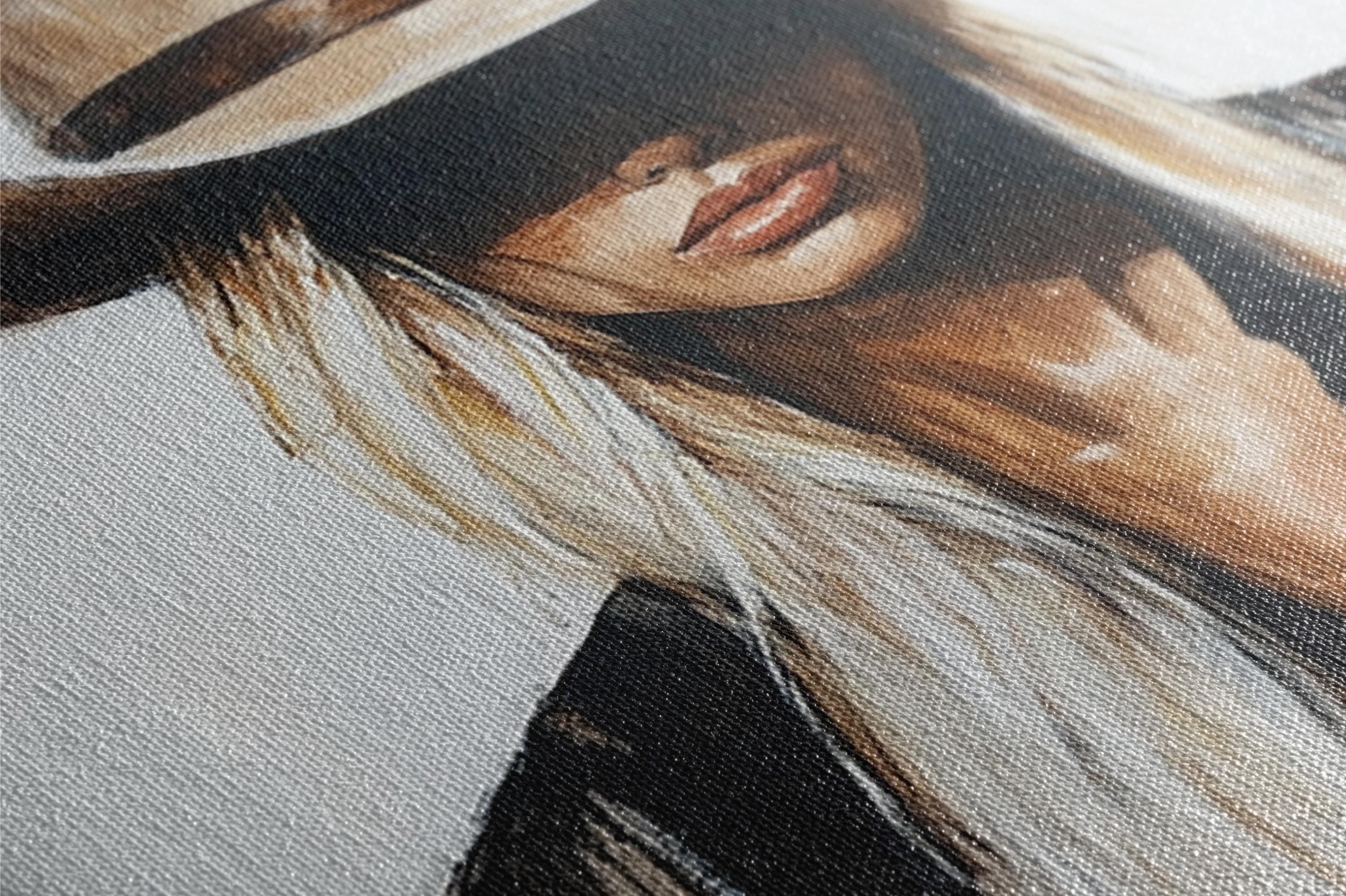 a painting of a woman wearing a hat