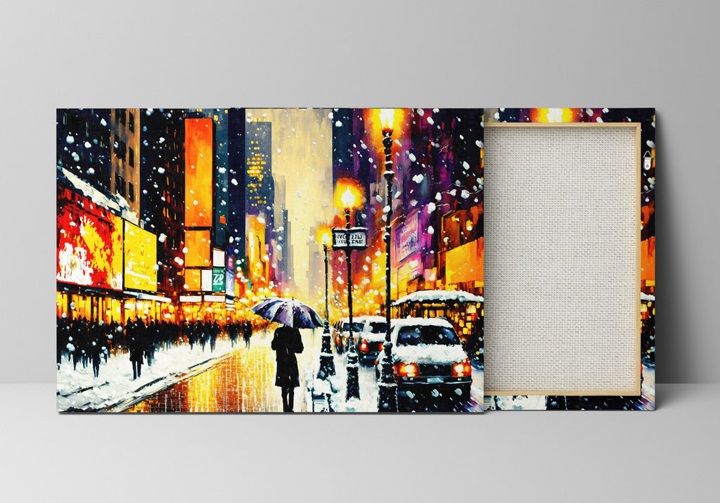 Times Square Canvas Print – Vibrant NYC Winter Art on Gallery Ready Wooden Frame