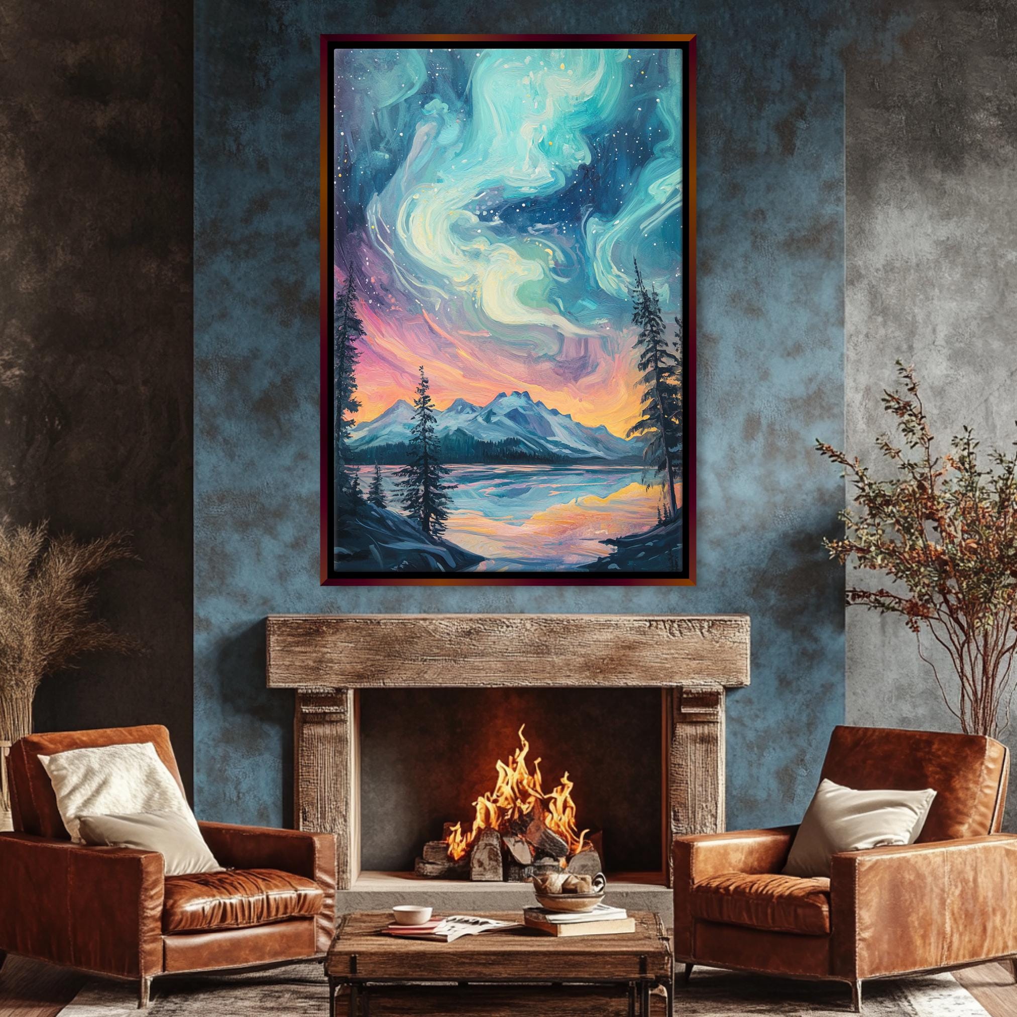 a living room filled with furniture and a fire place