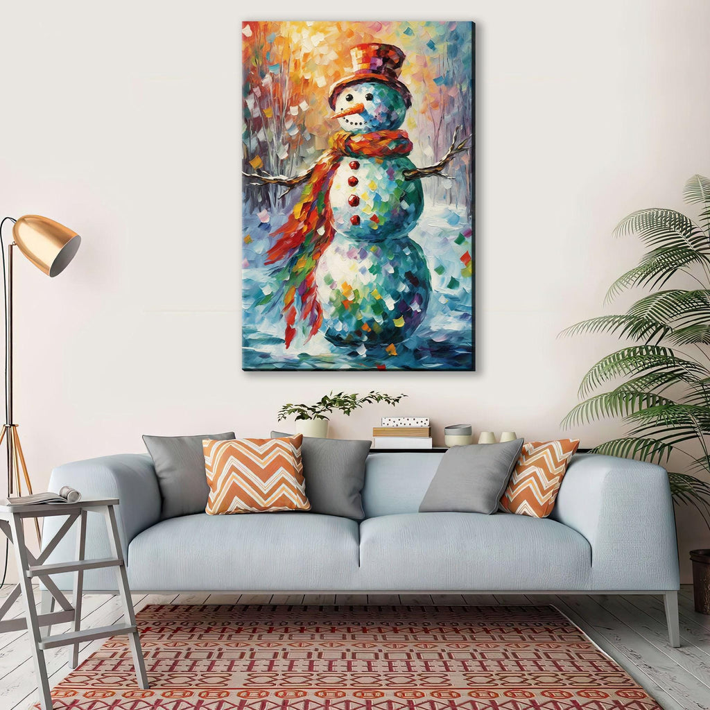 Frosty the Snowman Art - Large Christmas Canvas | Festive Holiday Wall Decor
