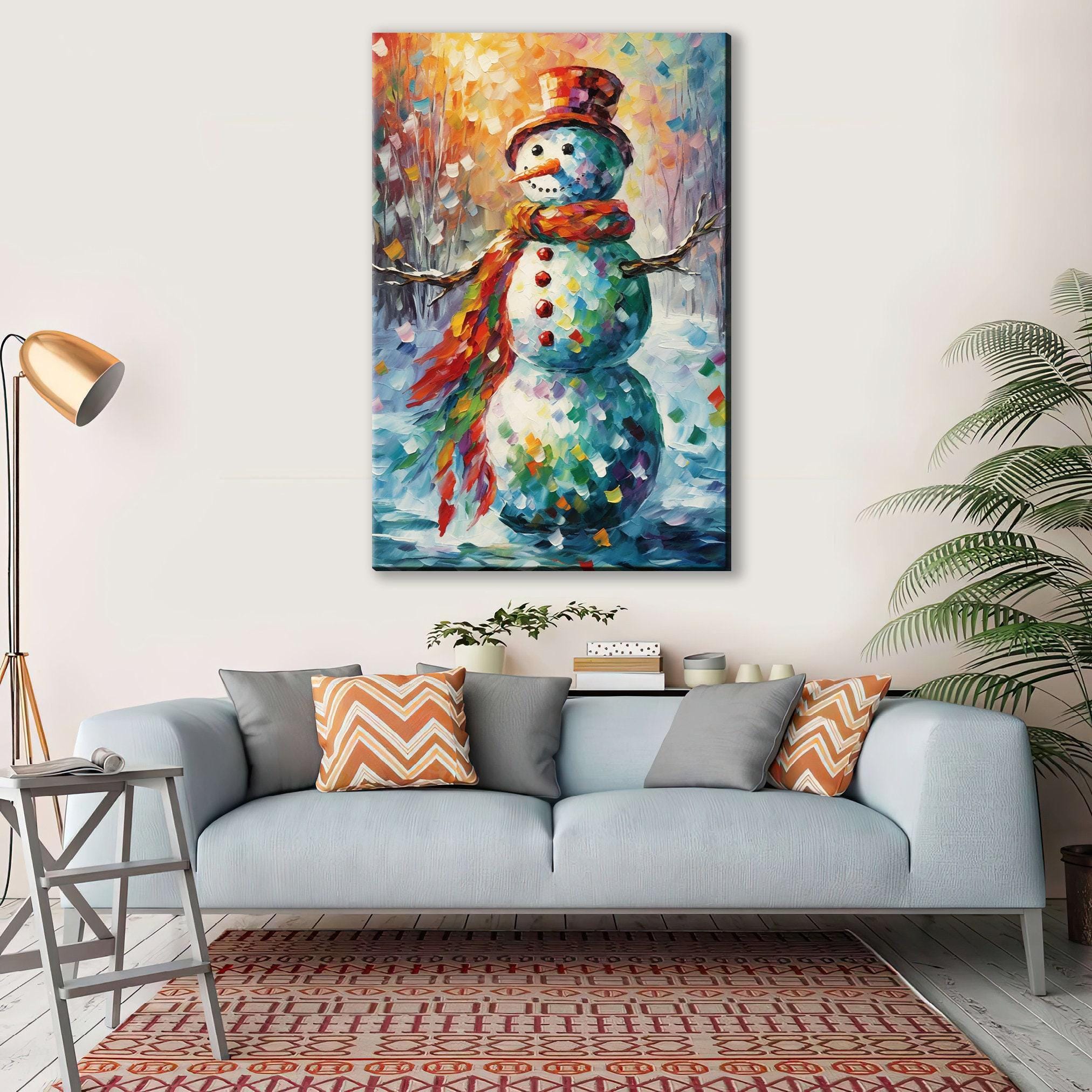Frosty the Snowman Art - Large Christmas Canvas | Festive Holiday Wall Decor