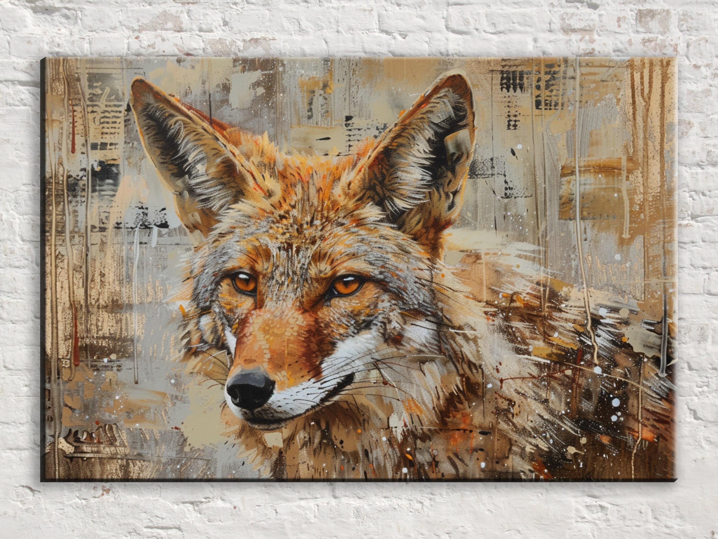 Rustic Texas Wall Art – Large Canvas Art | Southwest Coyote Decor, Ready to Hang