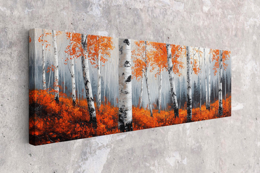 Birch Tree Wall Art - Panoramic Forest Landscape Art | Oversized Canvas Print, Ready to Hang