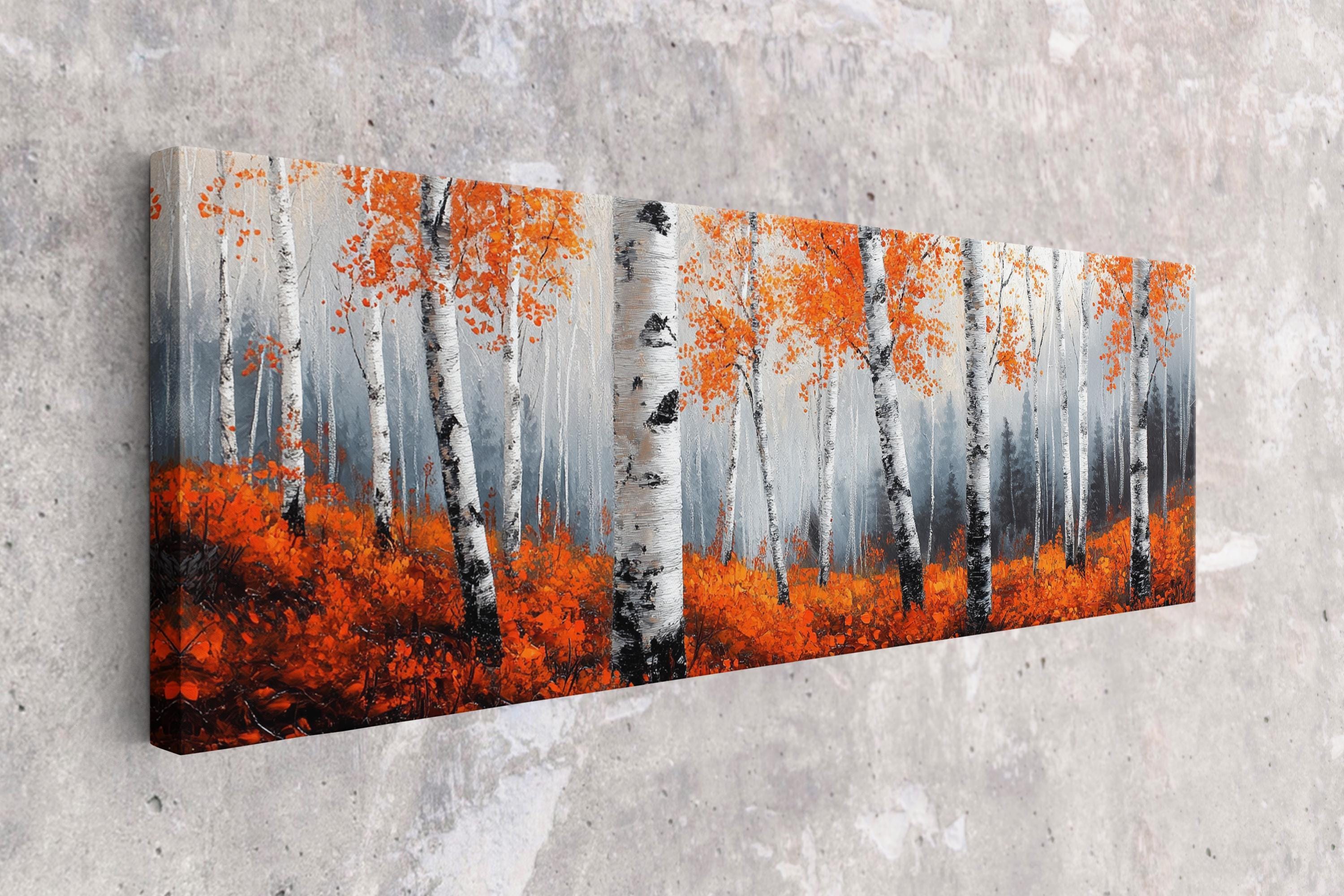 Birch Tree Wall Art - Panoramic Forest Landscape Art | Oversized Canvas Print, Ready to Hang
