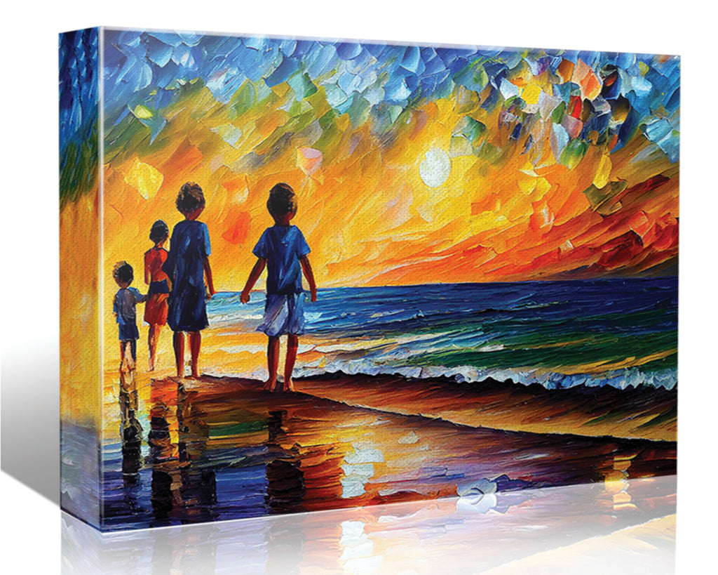 Kids Canvas Print – Vibrant Beach Oil Painting Reproduction | Colorful Wall Art