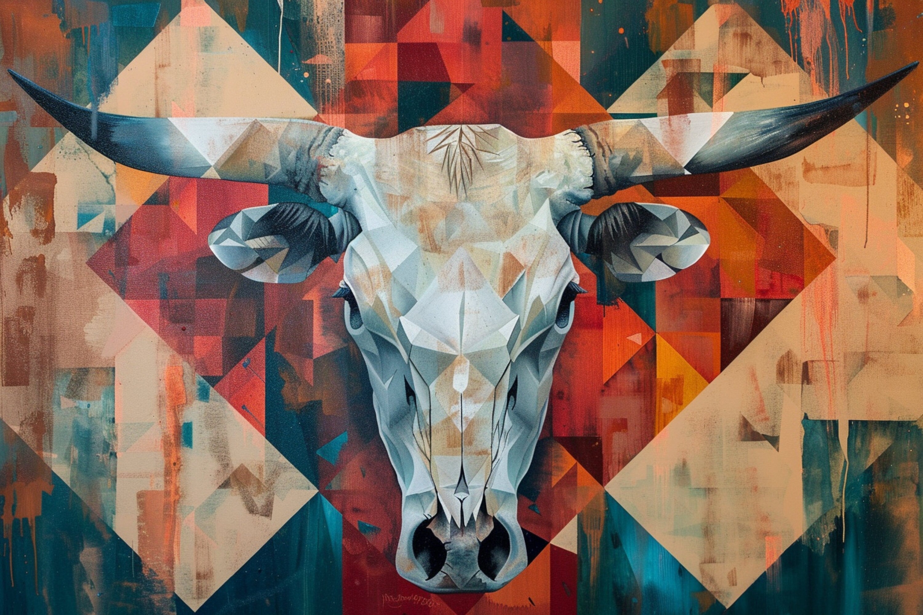 Cow Skull Wall Decor – Modern Large Canvas Art | Gallery Wrapped Canvas Print
