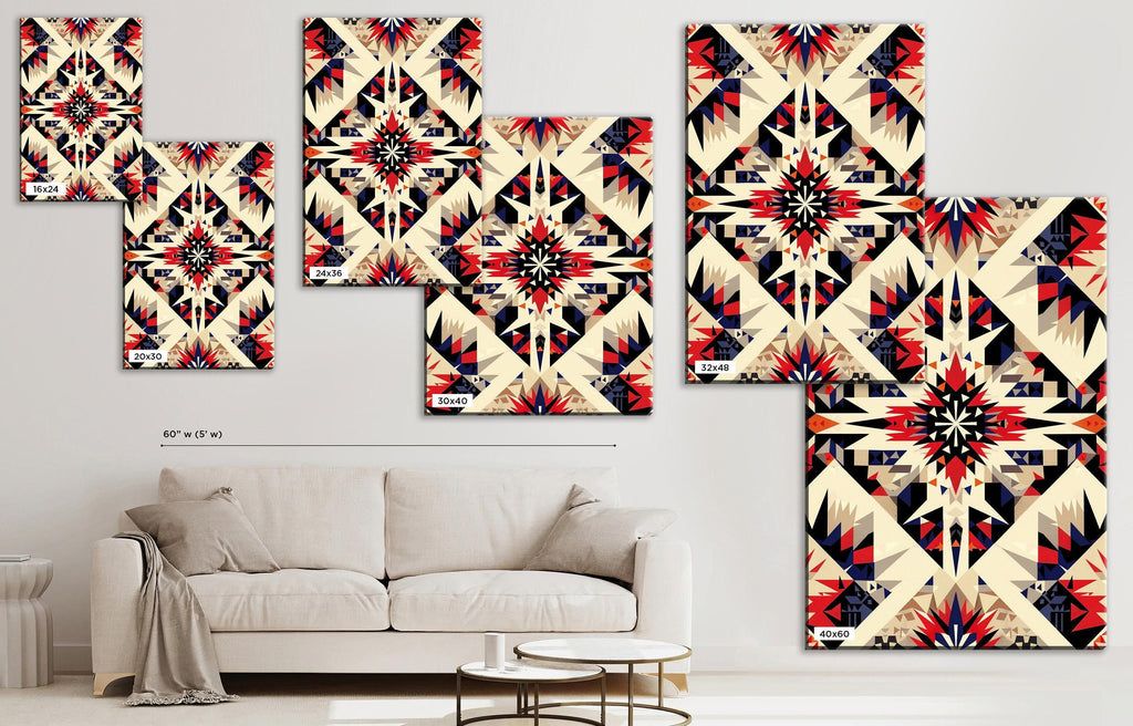 Native American Canvas Art - Large Native Canvas Tribal Pattern Decor | Ready to Hang Gallery Wrapped