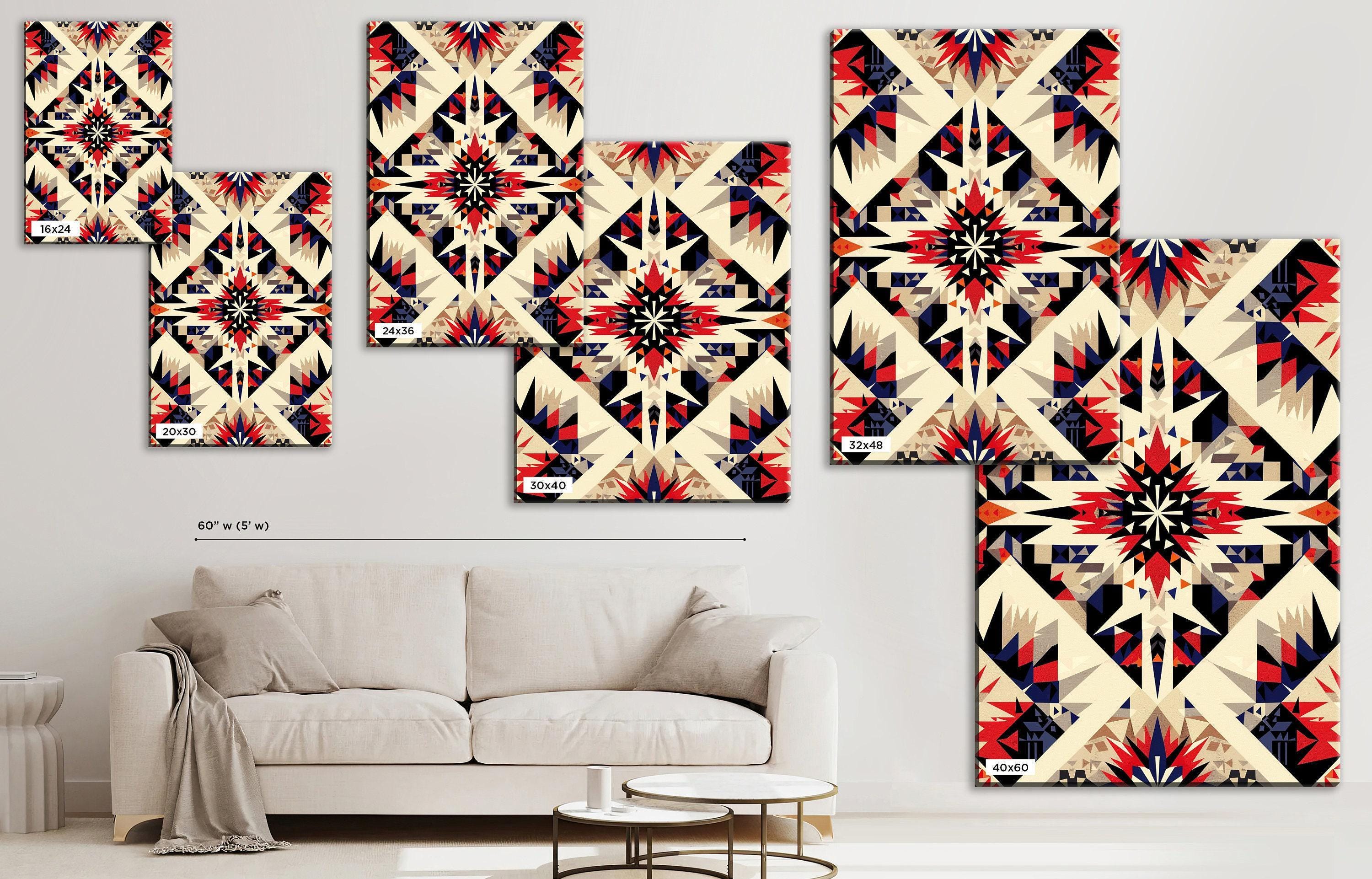 Native American Canvas Art - Large Native Canvas Tribal Pattern Decor | Ready to Hang Gallery Wrapped