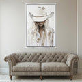a painting of a woman wearing a cowboy hat