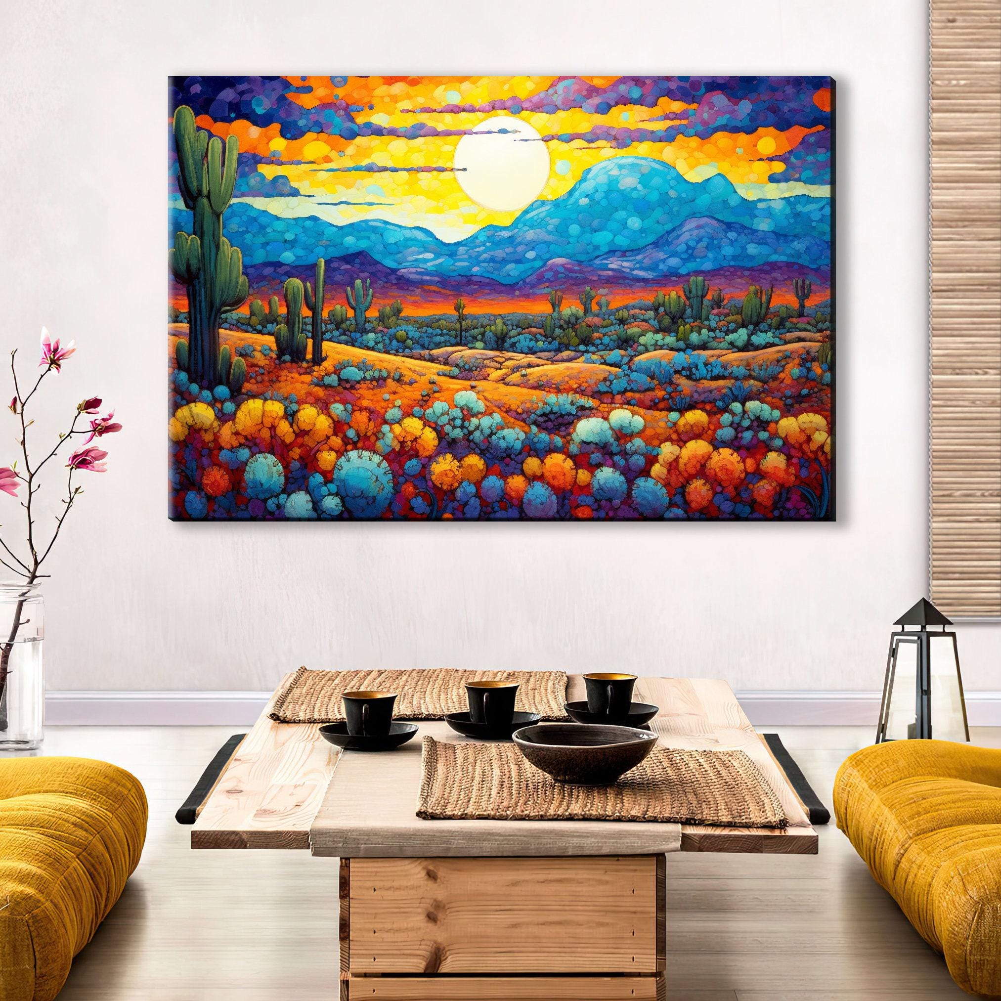 Southwest Desert Art - Vibrant Desert Landscape Painting on Large Canvas Wall Art